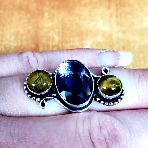 New Amethyst & Tigers Eye Silver Ring. - Picture 3 of 9